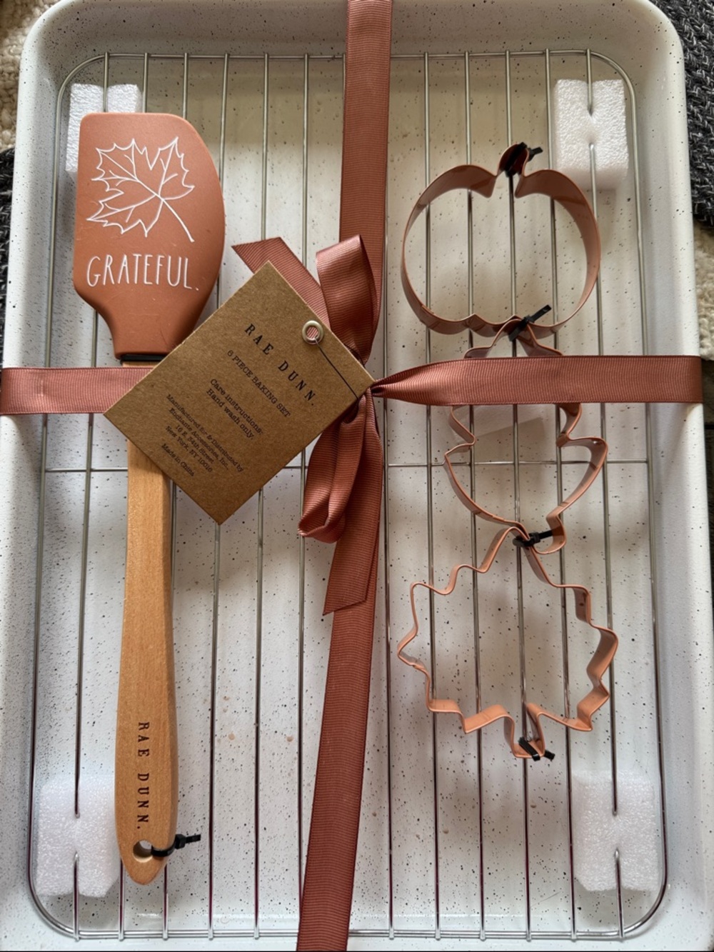 Rae Dunn Copper-Tone Pumpkin Cookie Cutters & Spatula Set